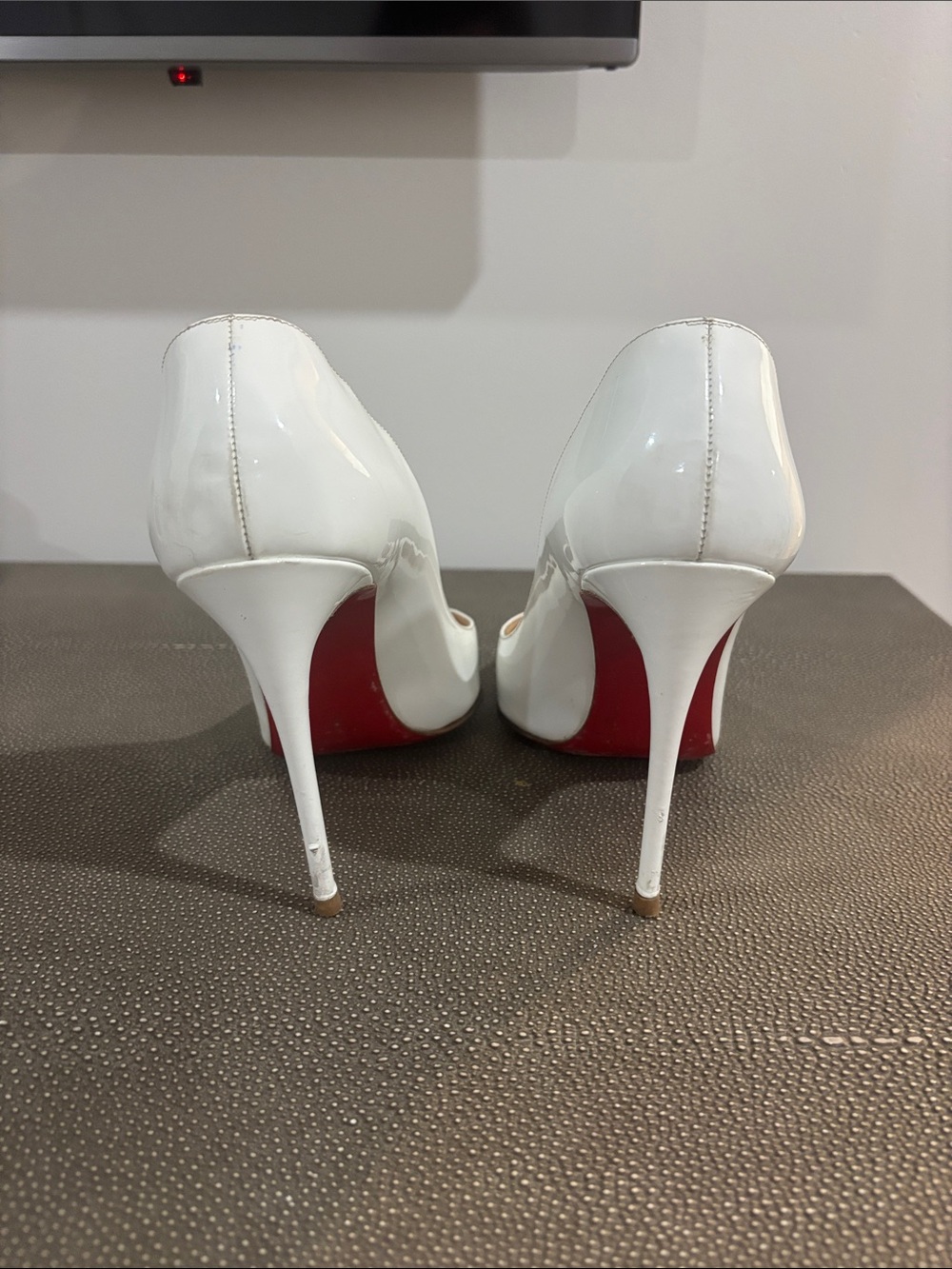 Christian Louboutin White Patent Pointed-Toe Pumps - Picture 4 of 5